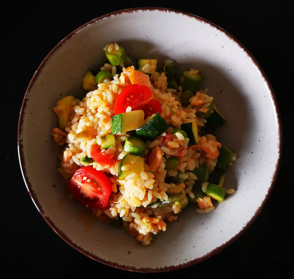 Risotto mit geräuchertem Lachs